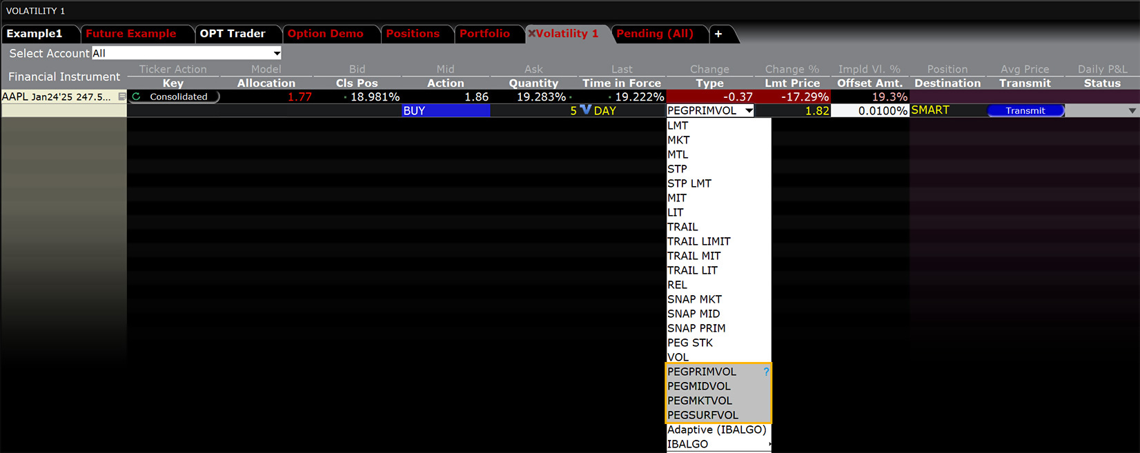 Pegged Volatility Order